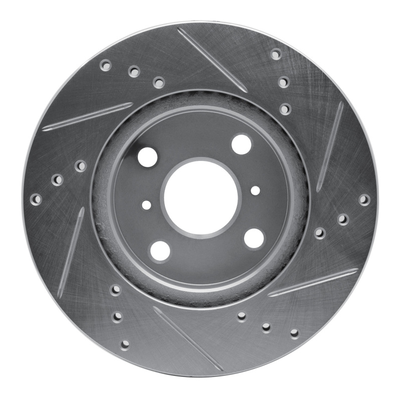 Scion iQ Brake Rotor (1) - Front Left - R1 Concepts - Drilled & Slotted - Silver - `12-`15